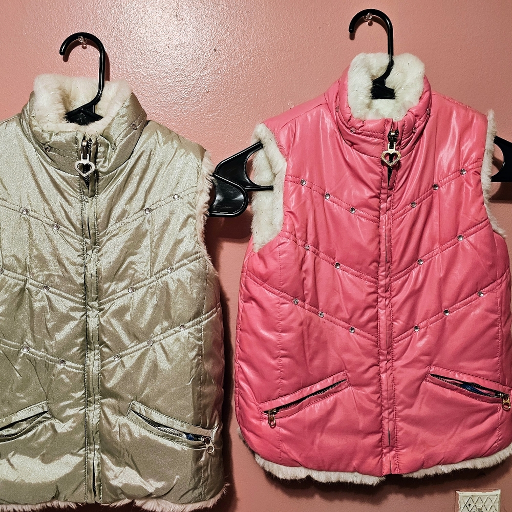 Puffer Vest girl sherpa size 5/6 The children's place